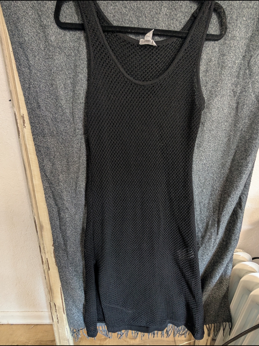 Tribal Black Open-Knit Tank Dress
